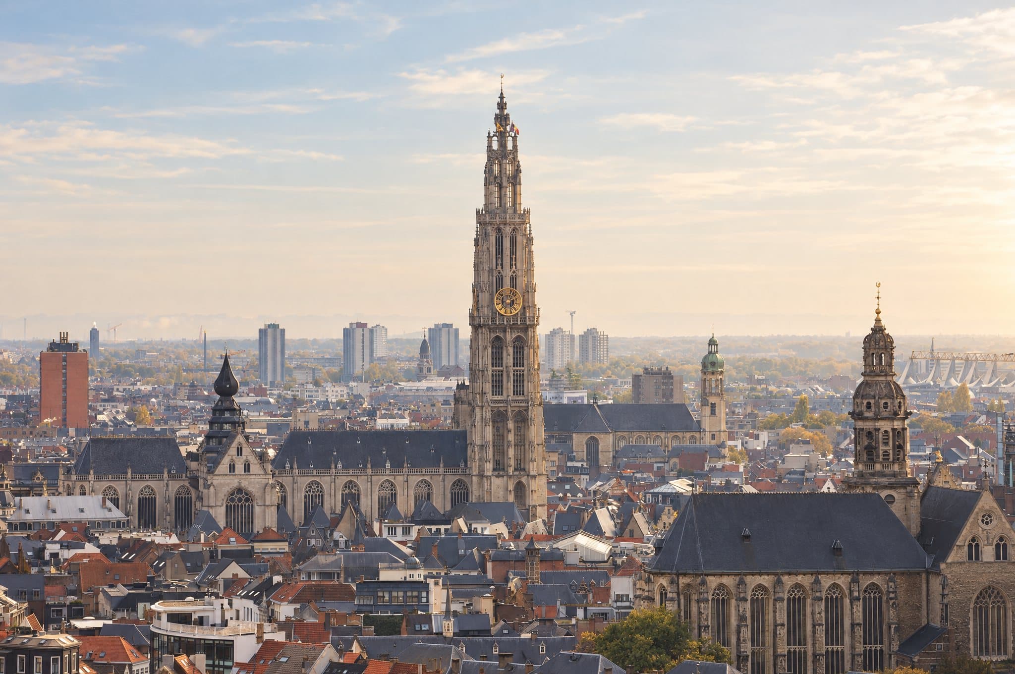 Zicht op Antwerpen met de kathedraal