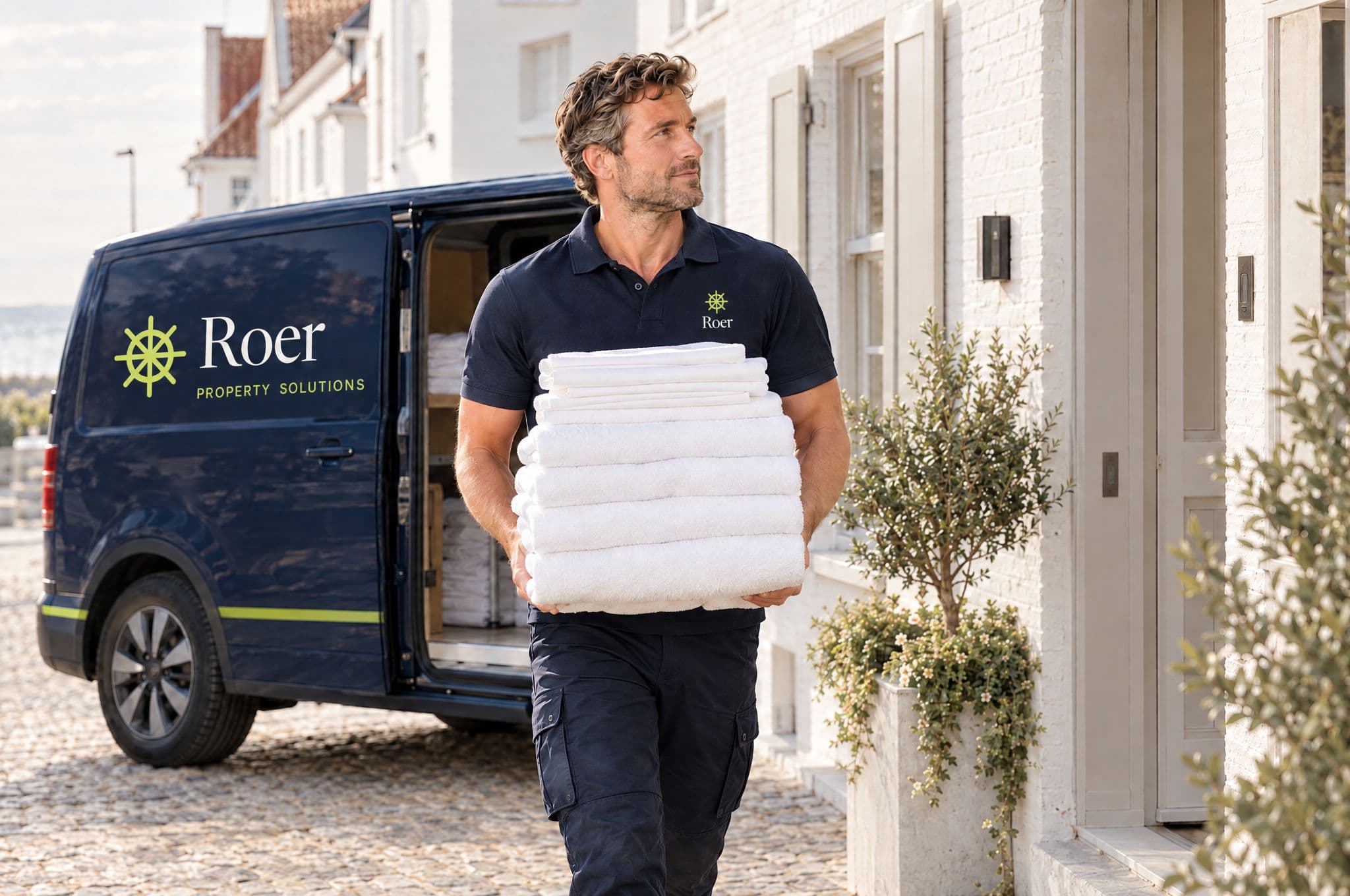 Stapel verse witte handdoeken