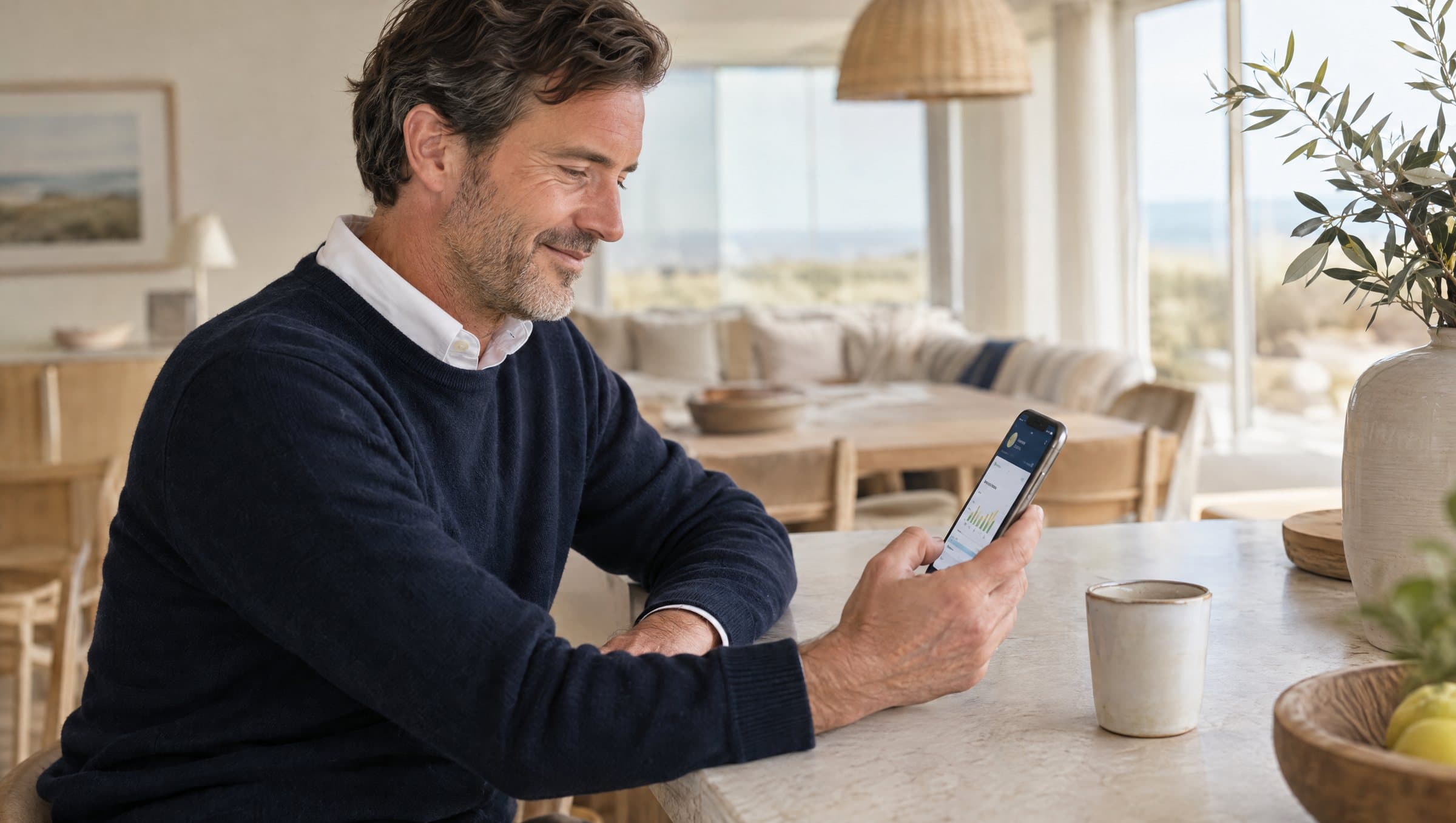 Eigenaar raadpleegt het portaal op de smartphone